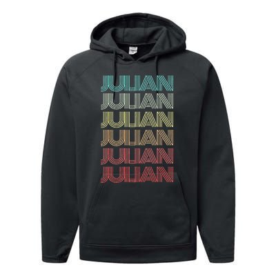 First Name JULIAN Boy Retro Personalized Girl Birthday Son Performance Fleece Hoodie