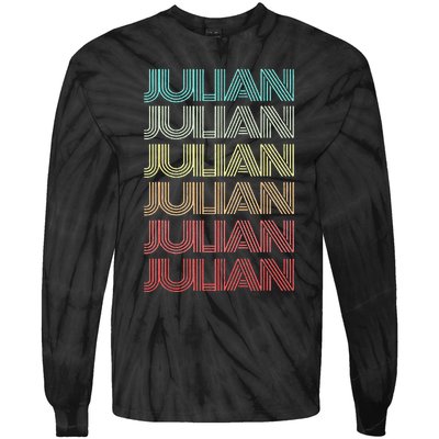 First Name JULIAN Boy Retro Personalized Girl Birthday Son Tie-Dye Long Sleeve Shirt