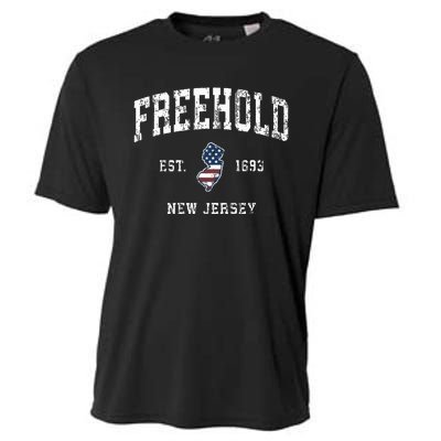 Freehold New Jersey Nj Vintage American Flag Sports Design Cooling Performance Crew T-Shirt