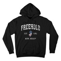 Freehold New Jersey Nj Vintage American Flag Sports Design Hoodie