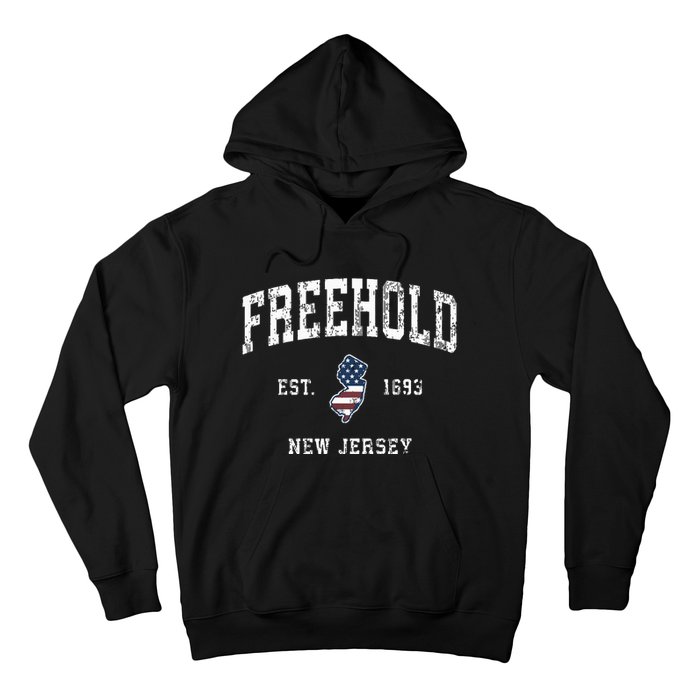 Freehold New Jersey Nj Vintage American Flag Sports Design Hoodie