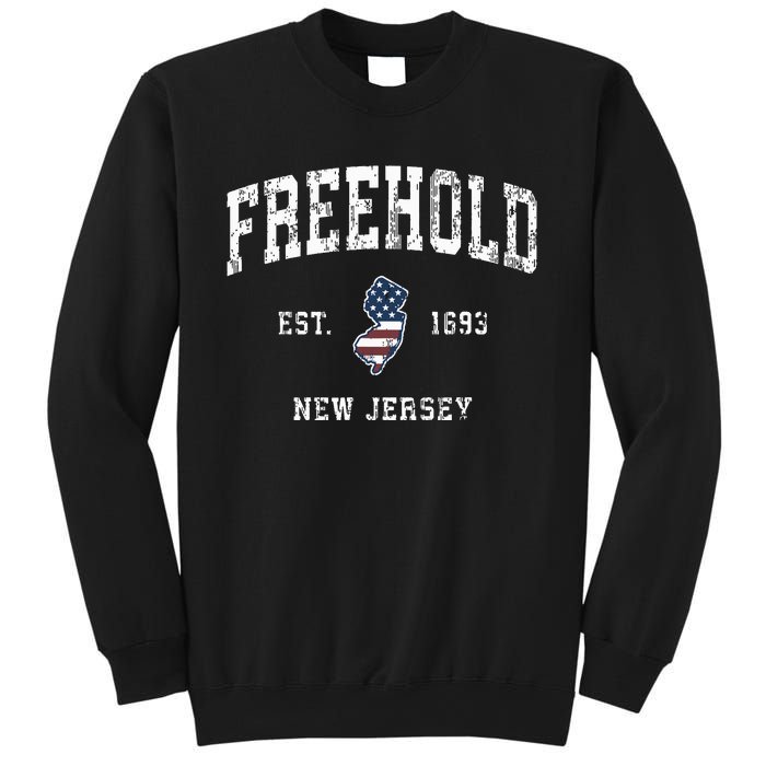 Freehold New Jersey Nj Vintage American Flag Sports Design Sweatshirt