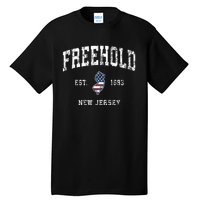 Freehold New Jersey Nj Vintage American Flag Sports Design Tall T-Shirt