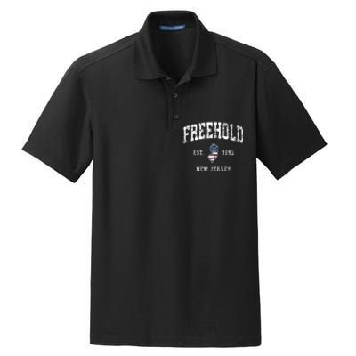 Freehold New Jersey Nj Vintage American Flag Sports Design Dry Zone Grid Polo