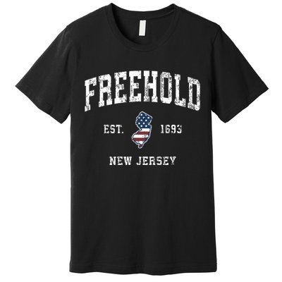 Freehold New Jersey Nj Vintage American Flag Sports Design Premium T-Shirt