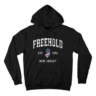 Freehold New Jersey Nj Vintage American Flag Sports Design Tall Hoodie