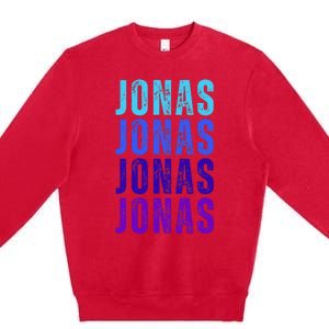 First Name Jonas I Love Jonas Premium Crewneck Sweatshirt