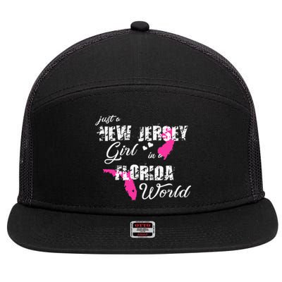 Funny New Jersey S Just A New Jersey Girl In A Florida 7 Panel Mesh Trucker Snapback Hat