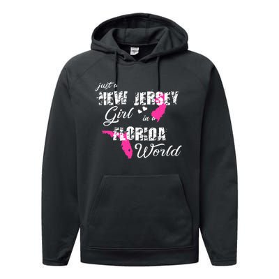 Funny New Jersey S Just A New Jersey Girl In A Florida Performance Fleece Hoodie