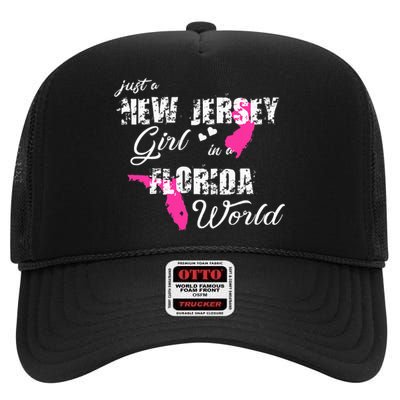 Funny New Jersey S Just A New Jersey Girl In A Florida High Crown Mesh Back Trucker Hat