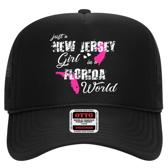 Funny New Jersey S Just A New Jersey Girl In A Florida High Crown Mesh Back Trucker Hat