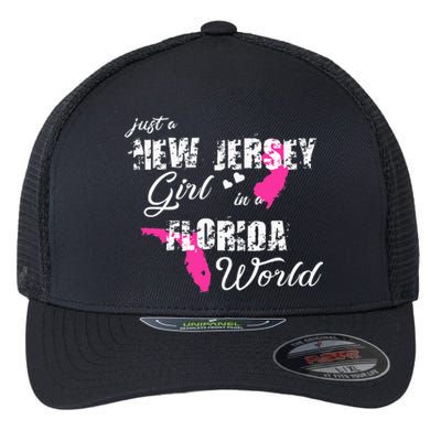 Funny New Jersey S Just A New Jersey Girl In A Florida Flexfit Unipanel Trucker Cap