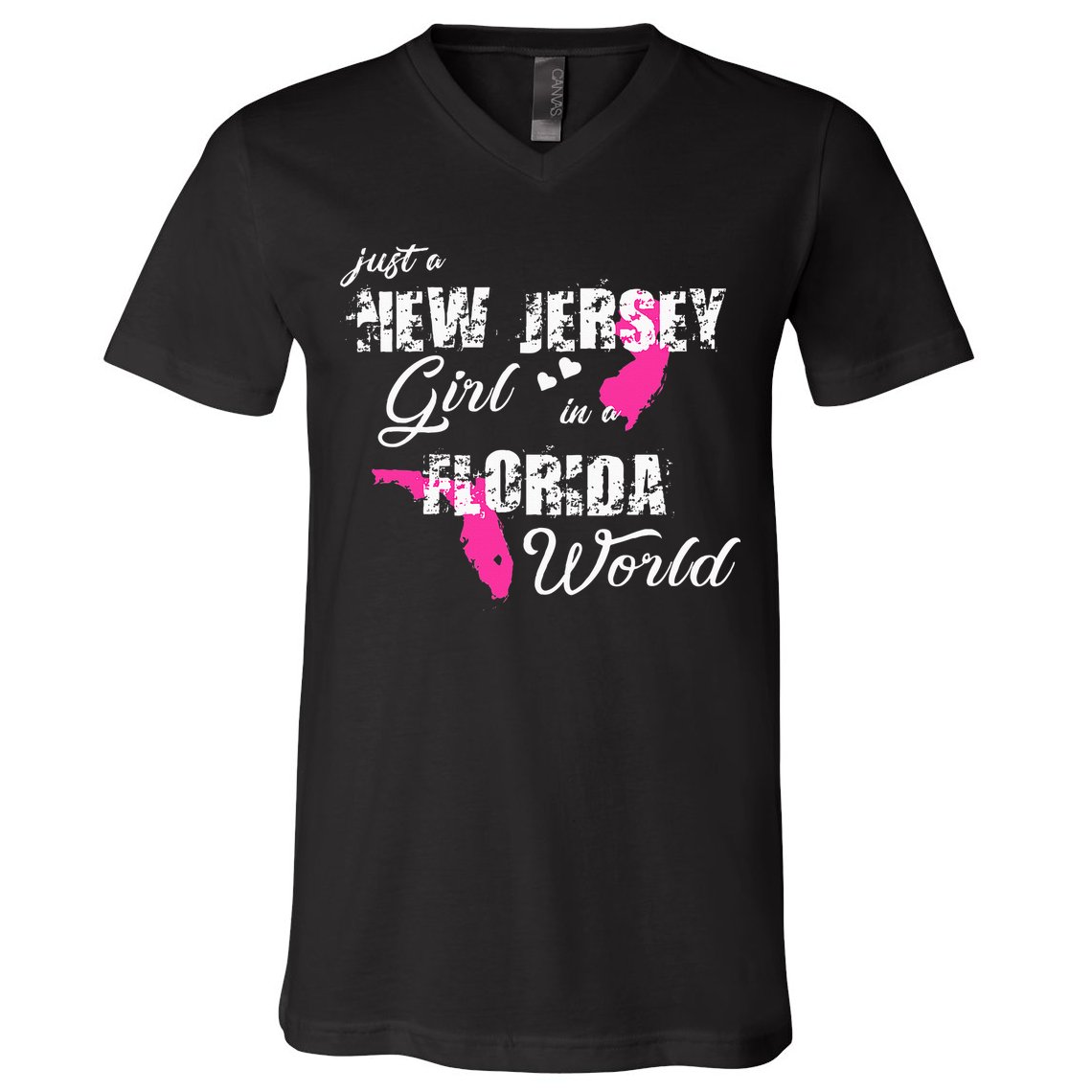 Funny New Jersey S Just A New Jersey Girl In A Florida V-Neck T-Shirt