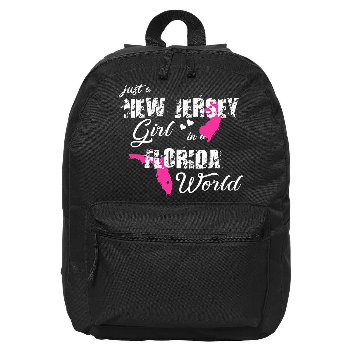 Funny New Jersey S Just A New Jersey Girl In A Florida 16 in Basic Backpack