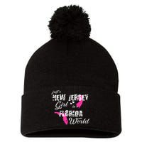 Funny New Jersey S Just A New Jersey Girl In A Florida Pom Pom 12in Knit Beanie