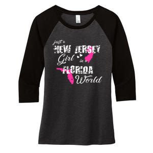 Funny New Jersey S Just A New Jersey Girl In A Florida Women's Tri-Blend 3/4-Sleeve Raglan Shirt