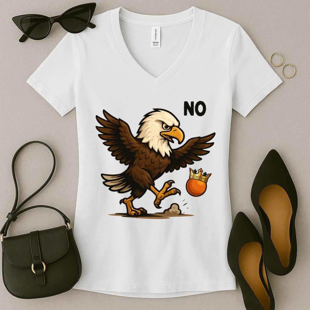 Funny No Kings In America Eagle Women's V-Neck T-Shirt