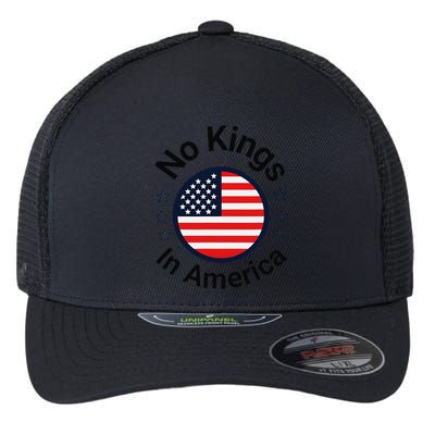Funny No Kings In America Flag Protest Save Democracy Flexfit Unipanel Trucker Cap