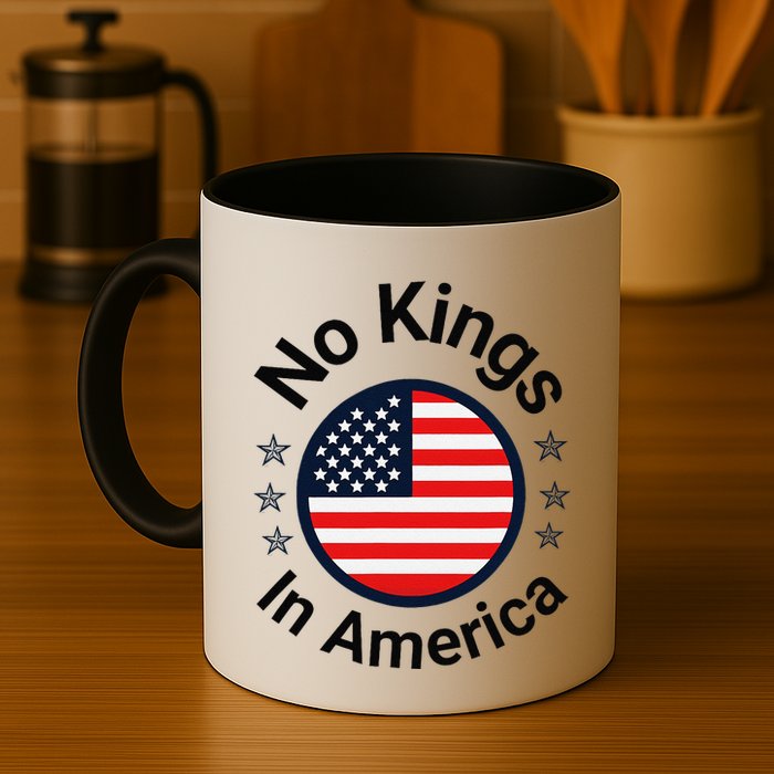 Funny No Kings In America Flag Protest Save Democracy Mug