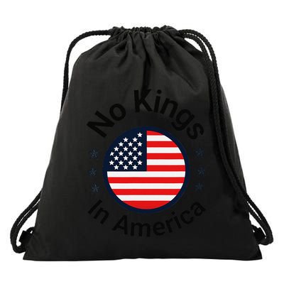 Funny No Kings In America Flag Protest Save Democracy Drawstring Bag