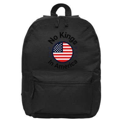 Funny No Kings In America Flag Protest Save Democracy 16 in Basic Backpack