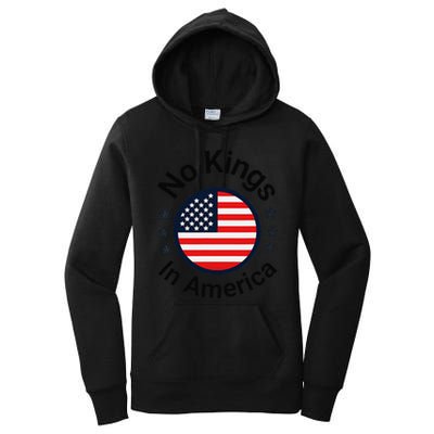 Funny No Kings In America Flag Protest Save Democracy Women's Pullover Hoodie