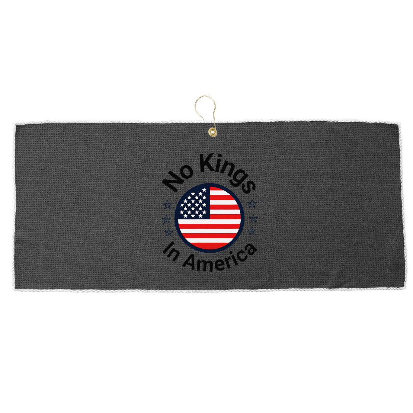 Funny No Kings In America Flag Protest Save Democracy Large Microfiber Waffle Golf Towel