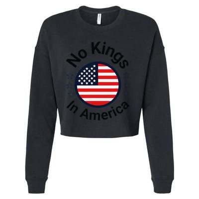 Funny No Kings In America Flag Protest Save Democracy Cropped Pullover Crew