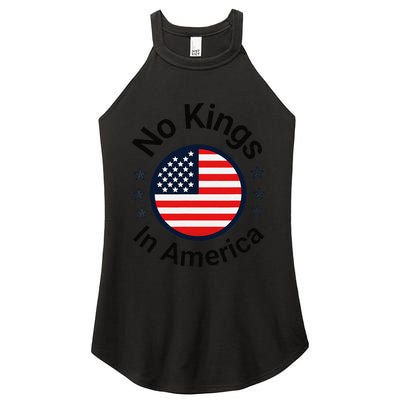Funny No Kings In America Flag Protest Save Democracy Women's Perfect Tri Rocker Tank