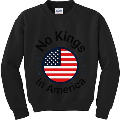 Funny No Kings In America Flag Protest Save Democracy Kids Sweatshirt