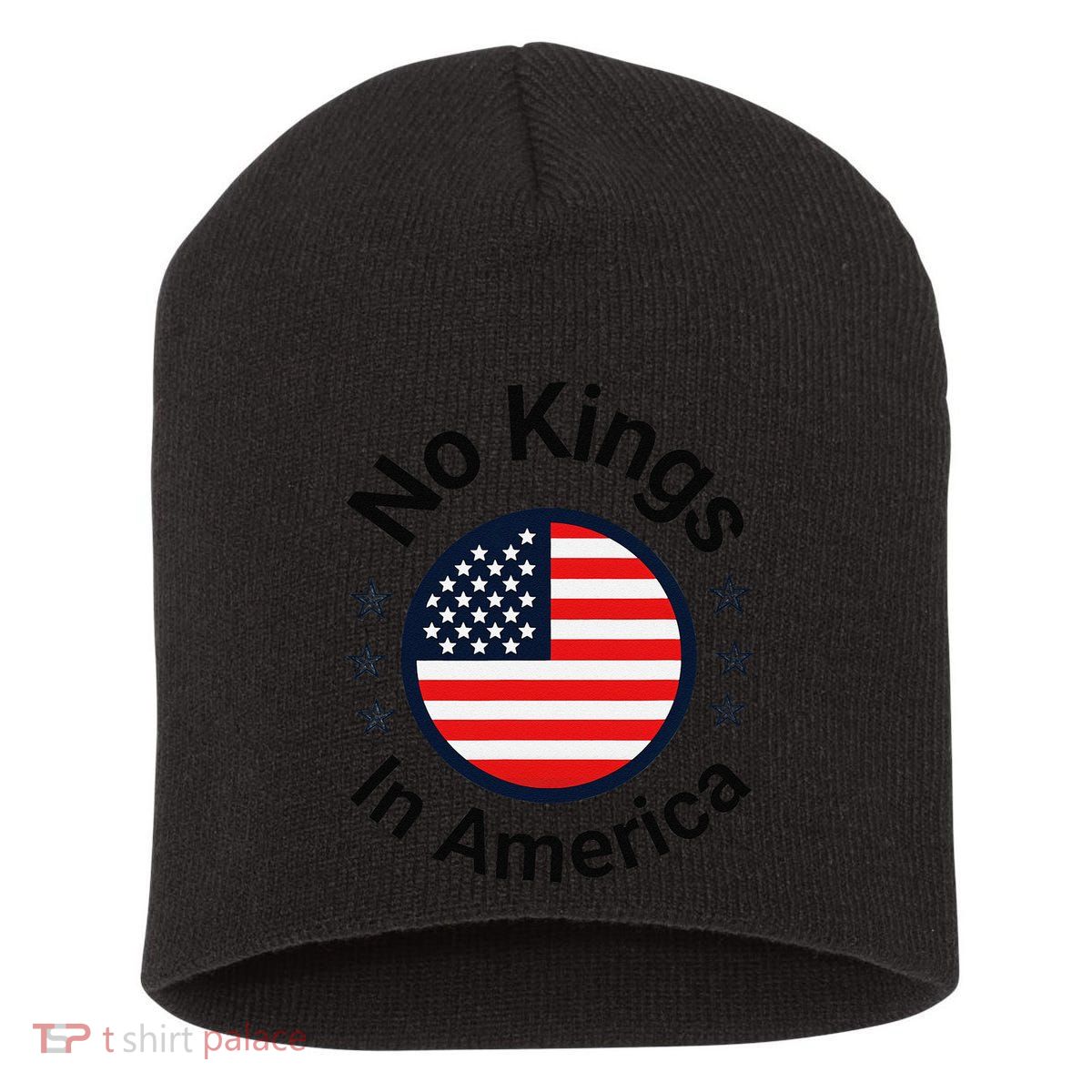 Funny No Kings In America Flag Protest Save Democracy Short Acrylic Beanie