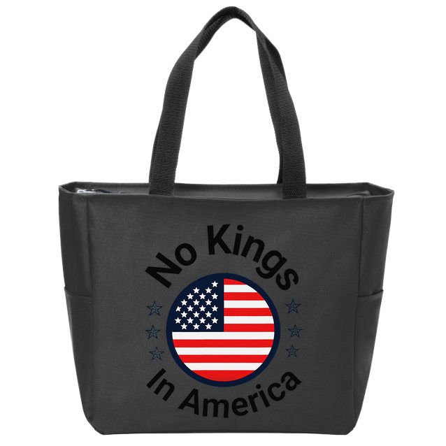 Funny No Kings In America Flag Protest Save Democracy Zip Tote Bag