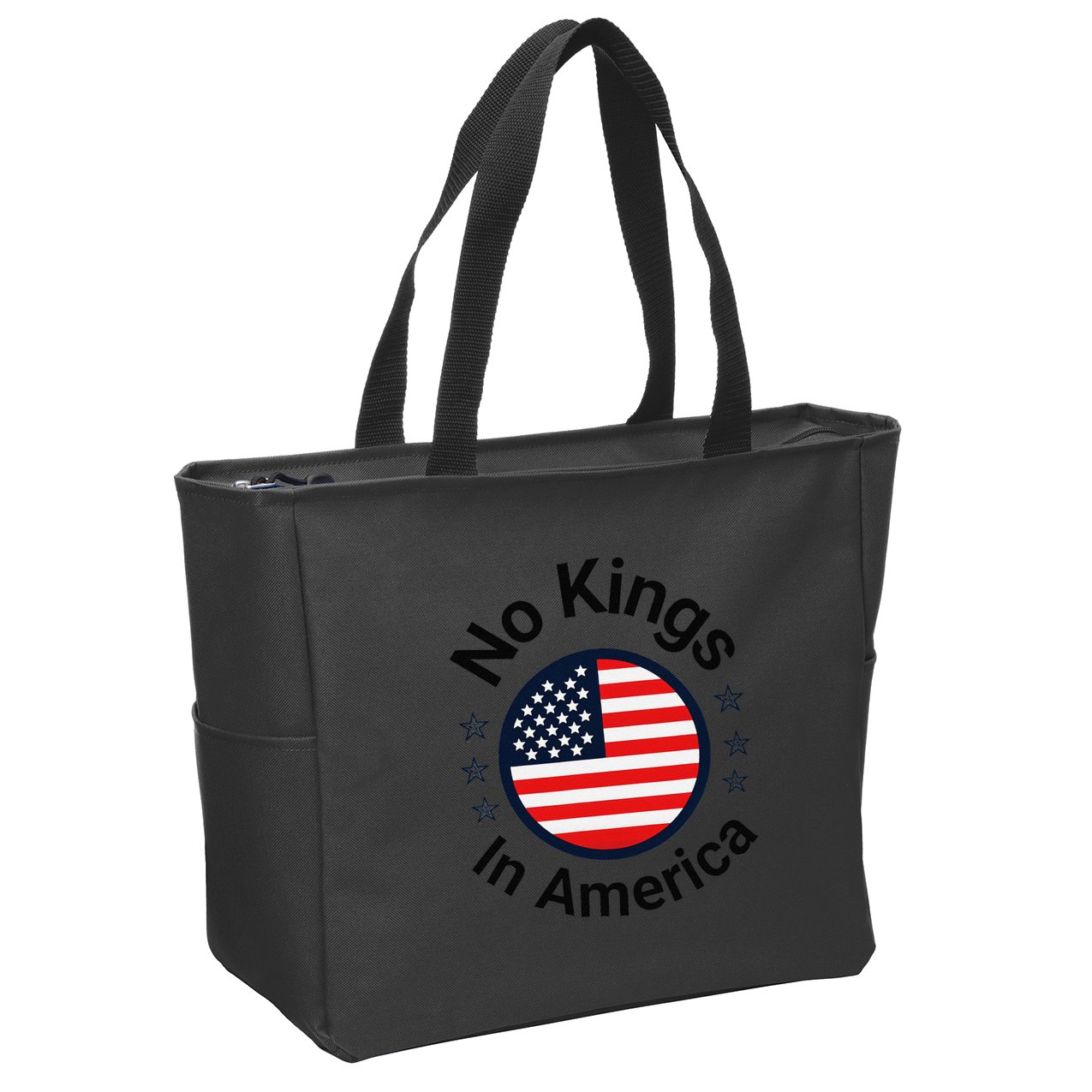 Funny No Kings In America Flag Protest Save Democracy Zip Tote Bag