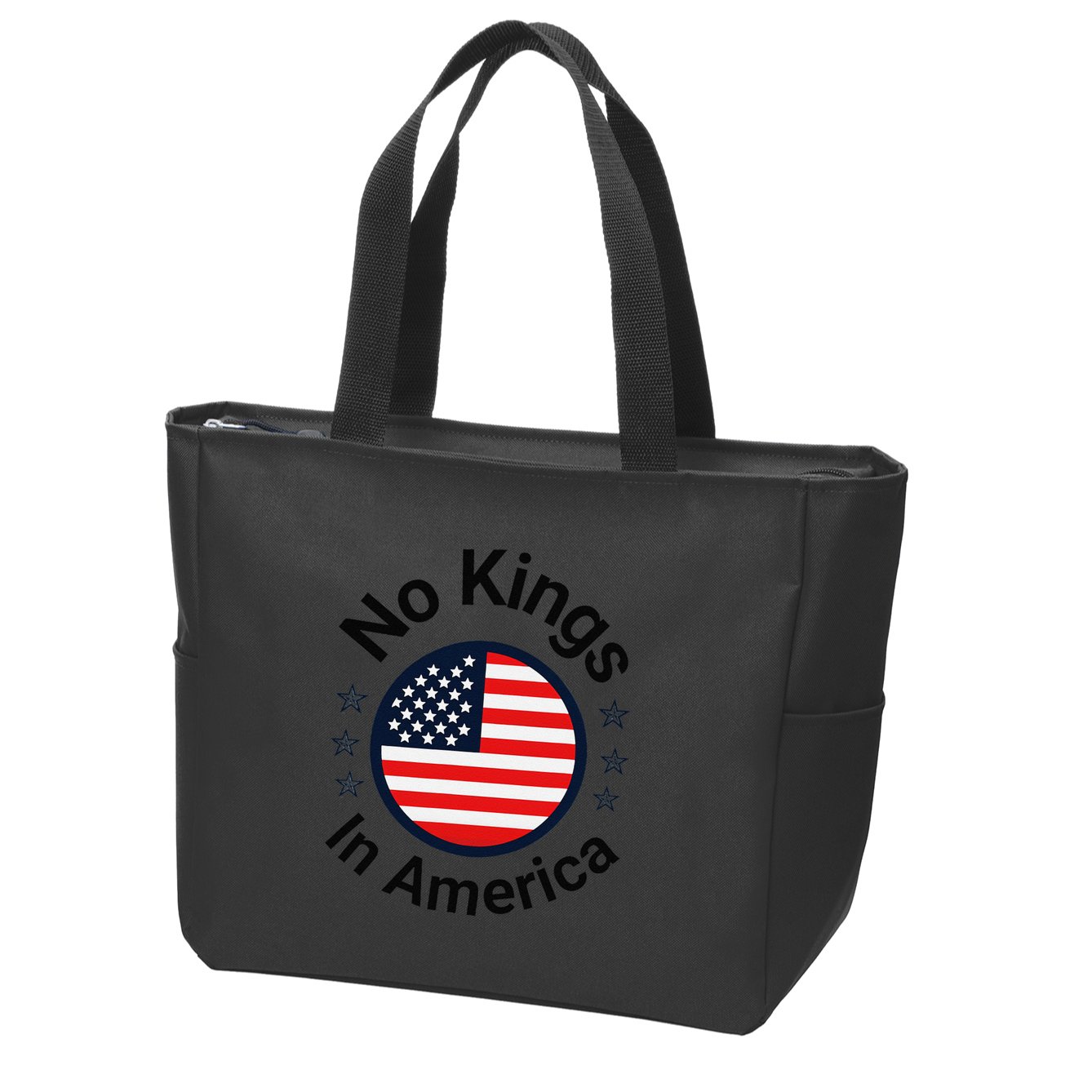 Funny No Kings In America Flag Protest Save Democracy Zip Tote Bag