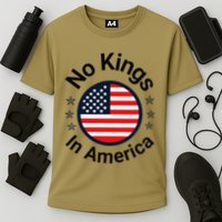 Funny No Kings In America Flag Protest Save Democracy Cooling Performance Crew T-Shirt
