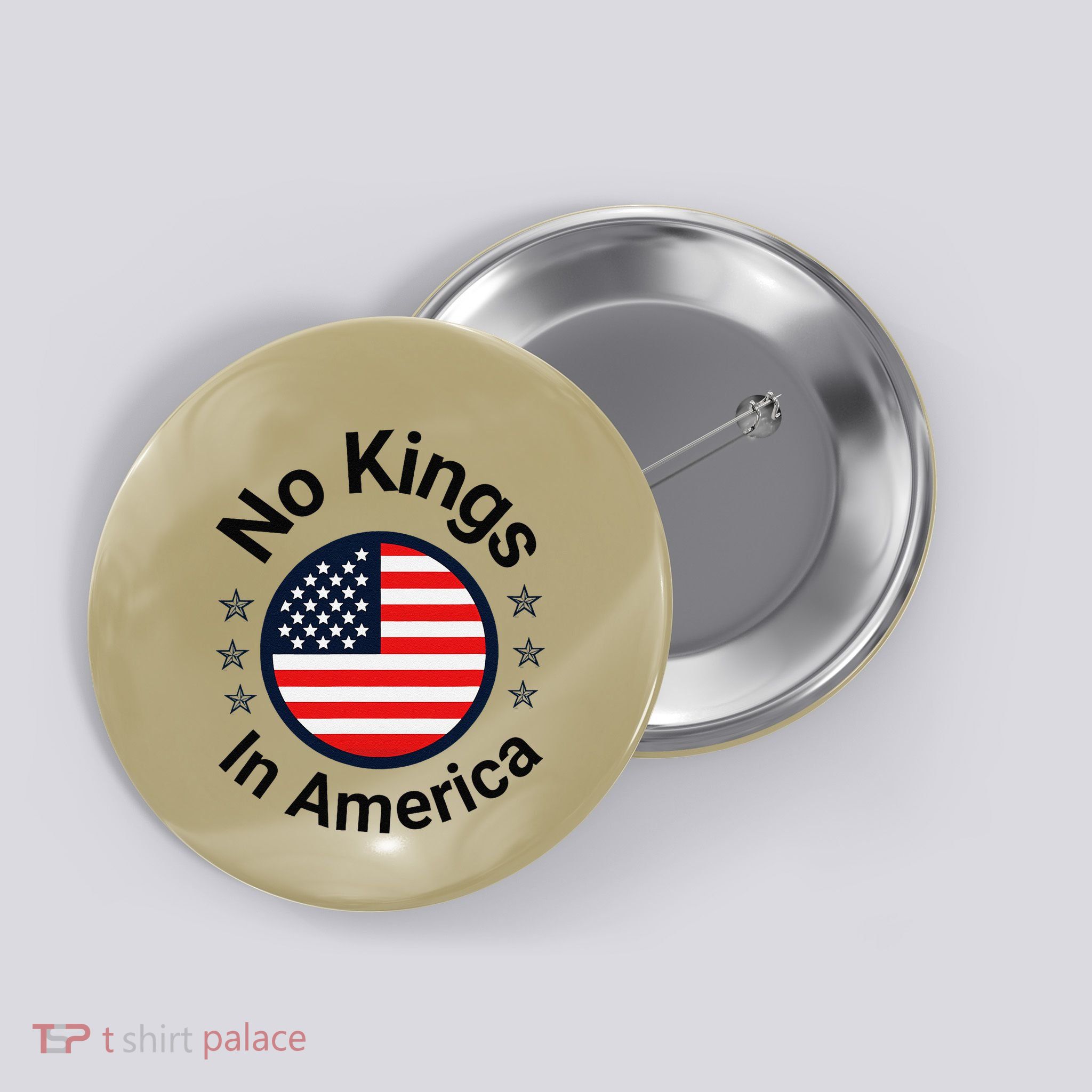 Funny No Kings In America Flag Protest Save Democracy Button