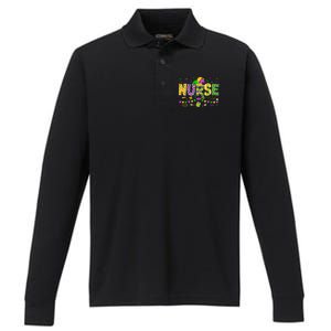 Funny Nurse Lover Mardi Gras Carnival Party Cute Gift Performance Long Sleeve Polo