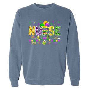 Funny Nurse Lover Mardi Gras Carnival Party Cute Gift Garment-Dyed Sweatshirt