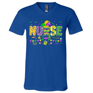 Funny Nurse Lover Mardi Gras Carnival Party Cute Gift V-Neck T-Shirt