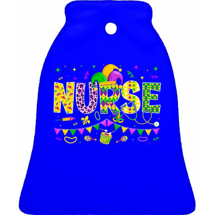 Funny Nurse Lover Mardi Gras Carnival Party Cute Gift Ceramic Bell Ornament