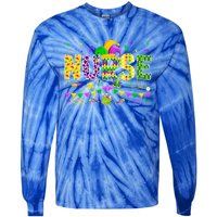 Funny Nurse Lover Mardi Gras Carnival Party Cute Gift Tie-Dye Long Sleeve Shirt