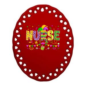 Funny Nurse Lover Mardi Gras Carnival Party Cute Gift Ceramic Oval Ornament