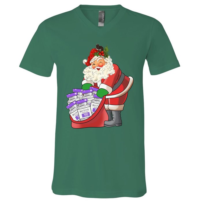 Funny Nurse Life Aesthetic Nurse Christmas Santa Claus V-Neck T-Shirt