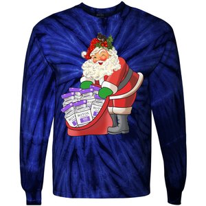 Funny Nurse Life Aesthetic Nurse Christmas Santa Claus Tie-Dye Long Sleeve Shirt