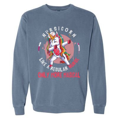 Funny Nursing Lover Nursicorn Graphic Magical Nurse Gift Garment-Dyed Sweatshirt