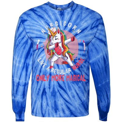 Funny Nursing Lover Nursicorn Graphic Magical Nurse Gift Tie-Dye Long Sleeve Shirt