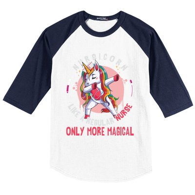 Funny Nursing Lover Nursicorn Graphic Magical Nurse Gift Baseball Sleeve Shirt