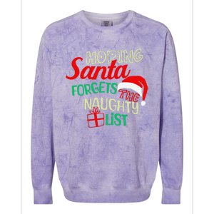 Funny Naughty List Hoping Santa Forgets The Naughty List Colorblast Crewneck Sweatshirt