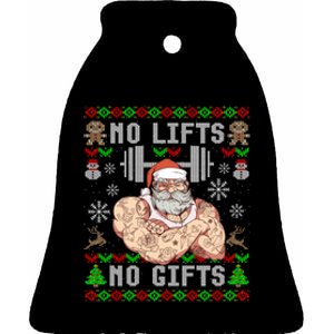 Funny No Lifts No Gifts Ugly Christmas Workout Powerlifting Ceramic Bell Ornament