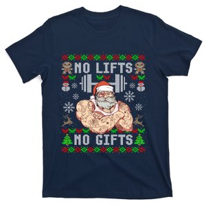 Funny No Lifts No Gifts Ugly Christmas Workout Powerlifting T-Shirt